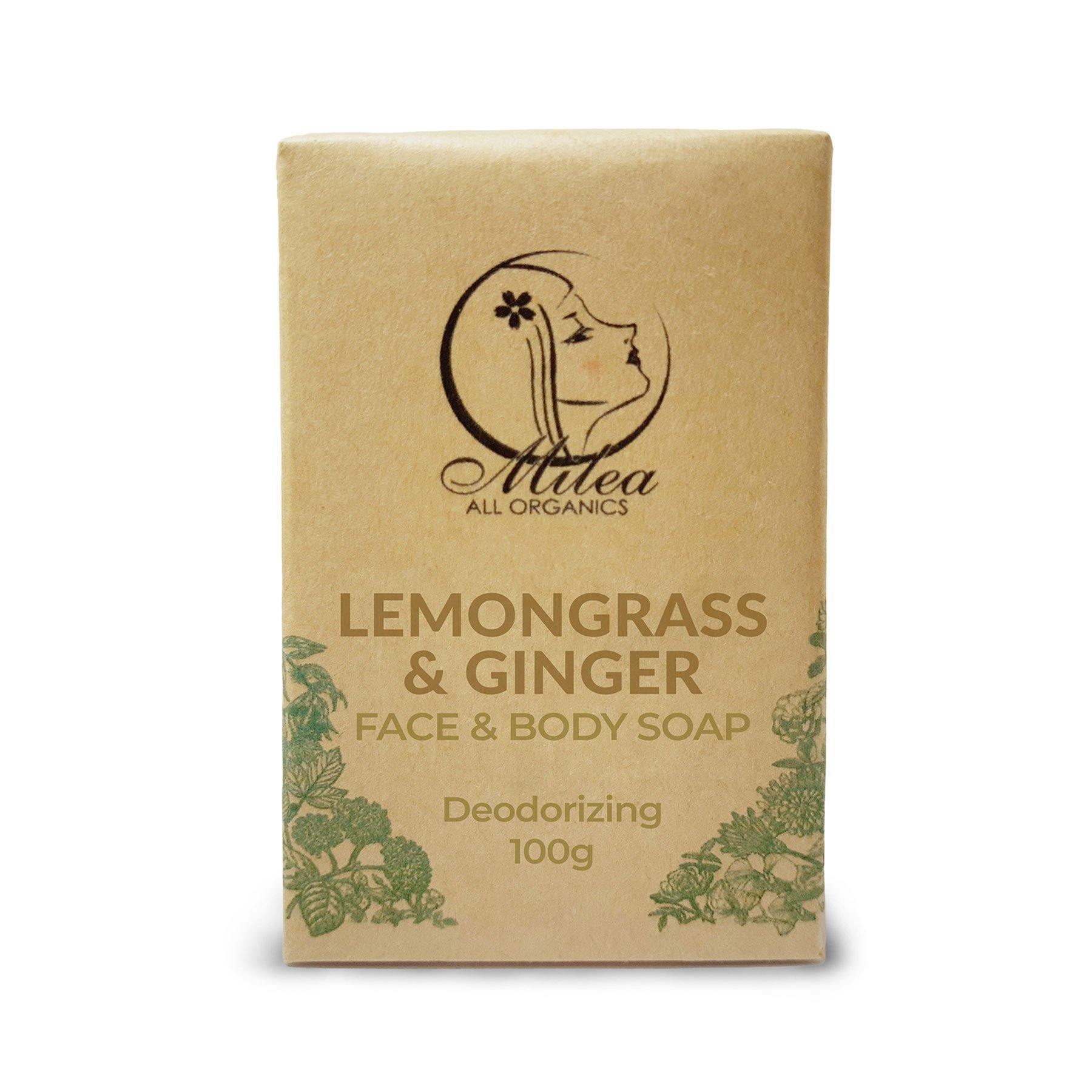 Lemongrass & Ginger Deodorizing Soap Soaps Milea All Organics 100g 