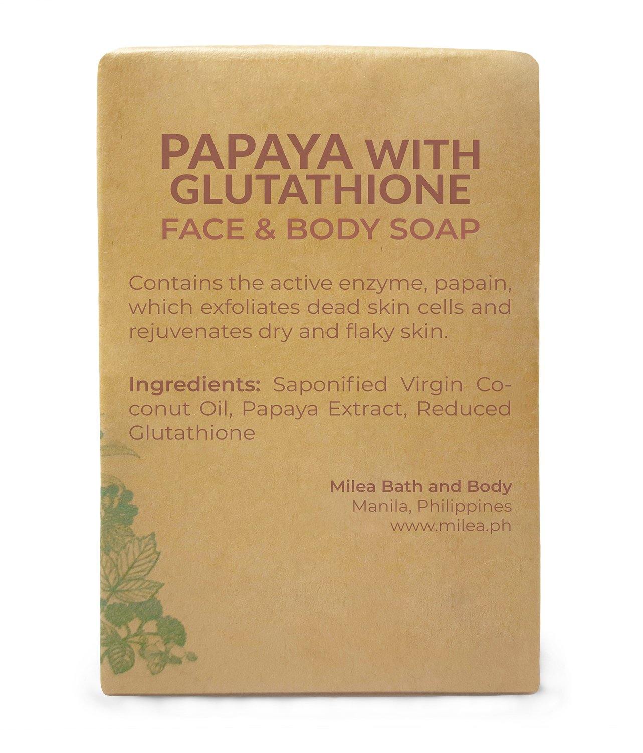 Papaya with Glutathione Whitening Soap Soaps Milea All Organics 
